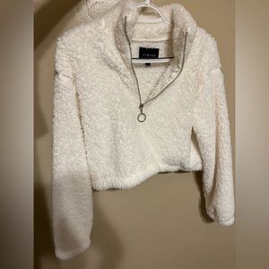 Brand new fluffy zip up crop top